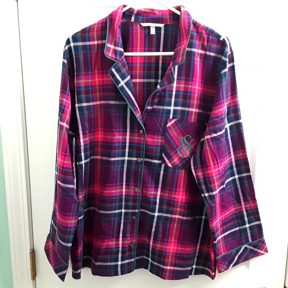 Victorias Secret Plaid Flannel Pajama Top - Picture 1 of 8